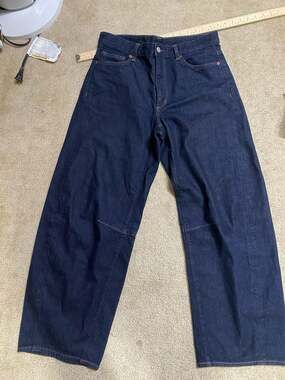 GU Uniqlo Wide-Leg Barrel Curve Indigo Denim Jeans XL fits mens L